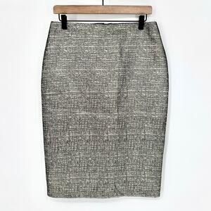 New York & Company Silver Metallic Pencil Skirt Size 6